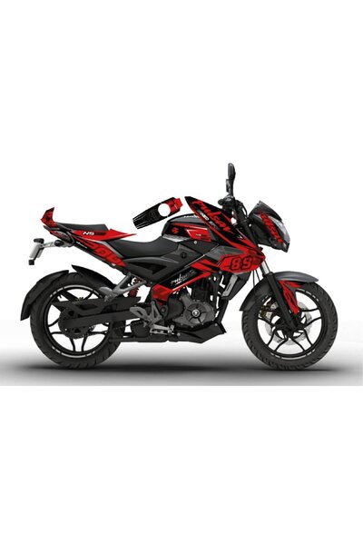 Motiker BAJAJ NS200 Sticker 89 Red Kaplama Etiket Tasarım Modeli