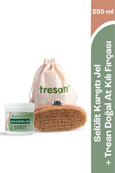 Krauterhof 250 ml Anti Cellulite Gel and Natural Horsehair Brush - Tresan