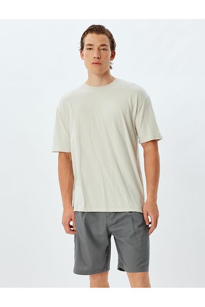 Koton Leinen-Mischung Shorts Sommer Bermuda Chino Tasche Detaillierte