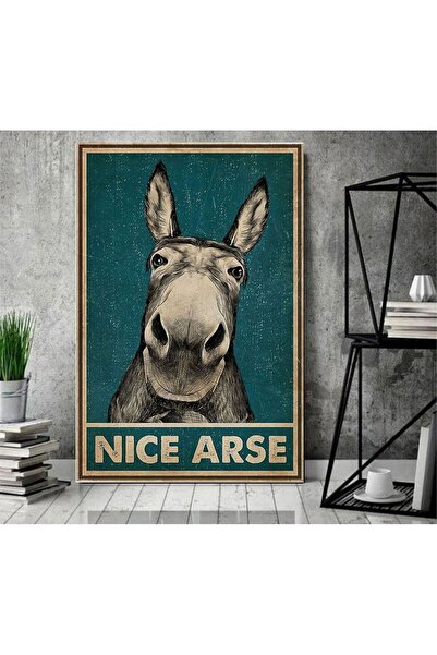 icase Στολίδι πόρτας με ιρωνικό κείμενο και χαριτωμένο γαϊδουράκι, ξύλινος πί...