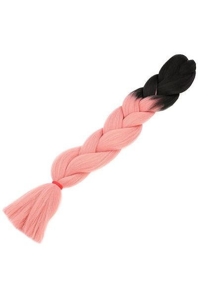 HAYALİM Afrika Örgülük Sentetik Ombreli Saç 100 Gr. / Siyah / Pudra Pembe