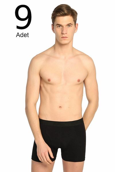 Tutku Men's Black 9 Pack Lycra Boxers ELF568T0114CCM9