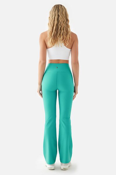 Superstacy Carmen Flared Leg Turquoise Yoga Pants with High Waist Pockets
