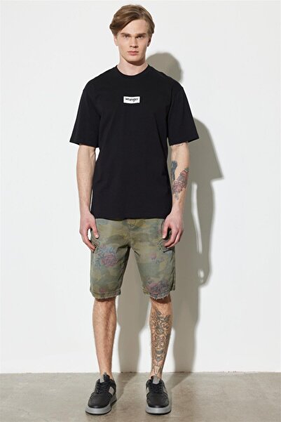 WRANGLER Tricou negru cu decolteu rotund, 100% bumbac, cu croiala normală