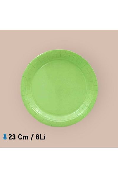 TURKUAZ PARTY Cardboard Plate 8 Pieces - Pastel-water Green - 23 Cm