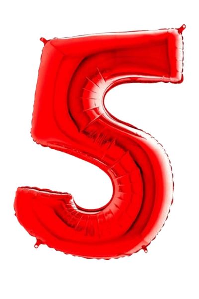 TURKUAZ PARTY 5 Number Red Foil Balloon 16 Inch 40 cm
