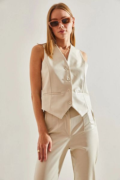 İKLİM LİFE Ecru Leather Vest