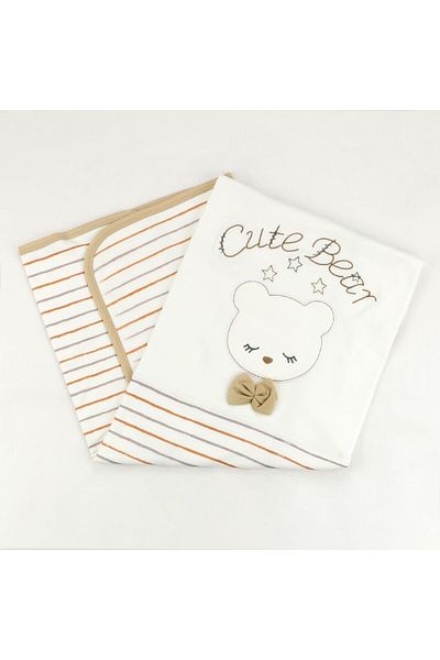 Sebi Bebe 80X90 cm Teddy Bear Baby Blanket with Bow - 9183