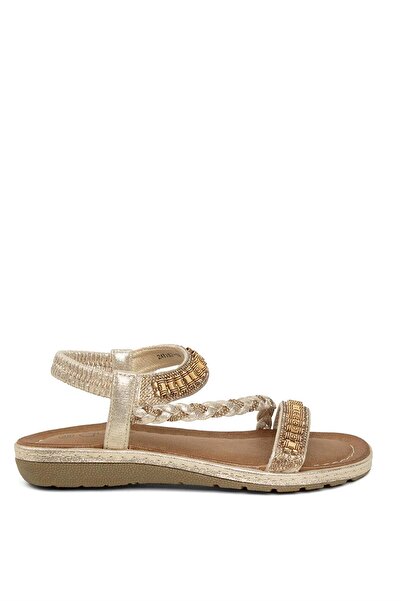 Guja 24Y152-18 Kadın Taşlı Sandalet-Altın