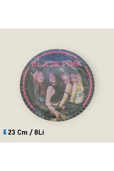 TURKUAZ PARTY 8-piece Cardboard Plate - Black Rose 23 Cm