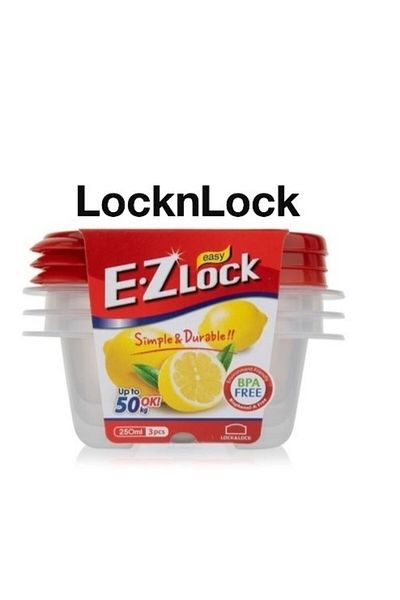 locknlock EzLock Square Container Set - 250ml (Set of 3)