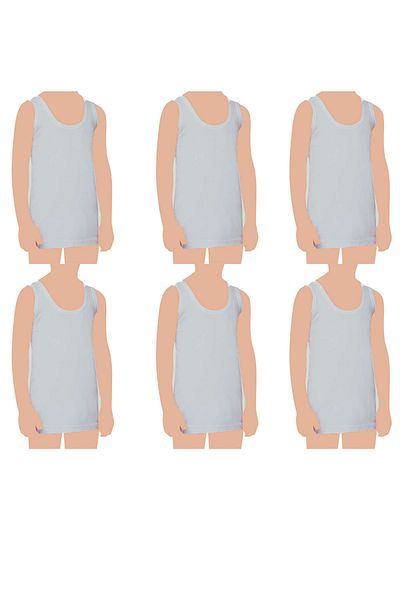 Belifanti Collection Pack of 6 Gray Boys' Cotton Combed Tank Top