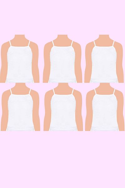 Belifanti Collection Girl's Cotton Combed Cotton Rope Strap Tank Top 6 Pack White