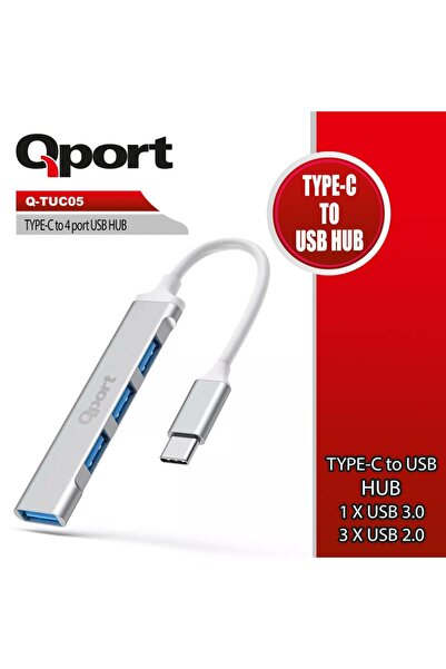 Qport Q-TUC05 Tip-C=>4'lü(1*3.0+3*2.0)USB çoklayıc