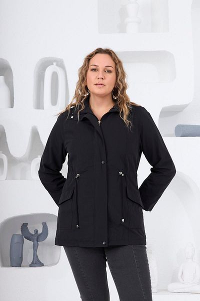 RMG Black Plus Size Lined Trench Coat