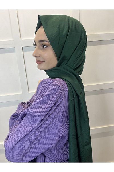 PİRAMİT Emerald Colored Pyramid Monogram Elegant Shawl - Special Pattern 01008
