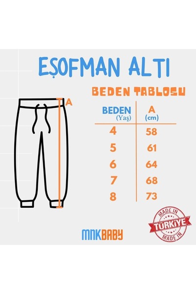 Mnk Baby&Kids Pamuklu Jogger Şardonlu 3 iplik Eşofman Alt MNK0645 LACİVERT
