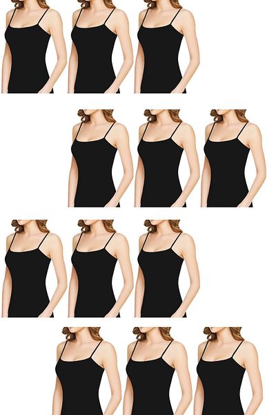 Belifanti Collection قميص رياضي نسائي من القطن الأسود - طقم مكون من 12 قطعة مع أشرطة حبل