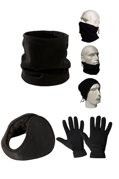Belifanti Collection Полярна грейка за врата, Полярна наушна гарнитура, Полярни ръкавици, комплект черни