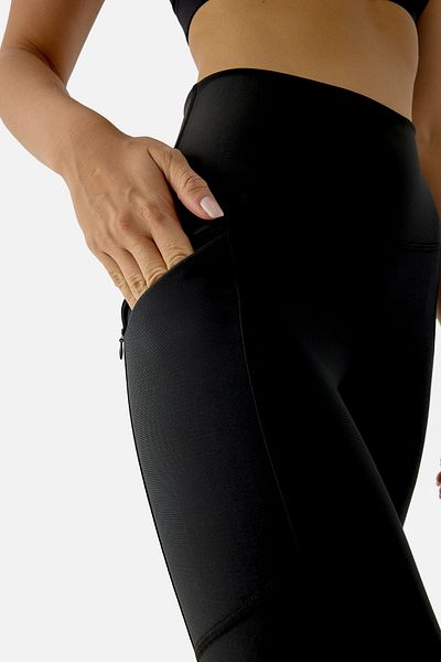Superstacy High Waist Zippered Black Maya Sports Leggings