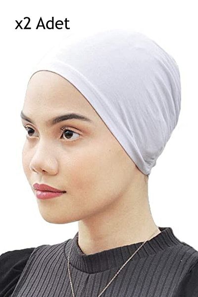 Belifanti Collection 2 Plain Combed Cotton Hijab Bonnet - White