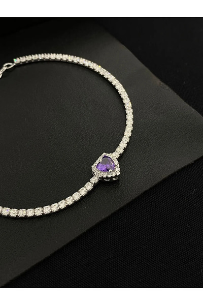 anadolusilver Pırlanta Kilit Sistemli Zirkon Taş İşlemeli Kalp Motifli Suyolu...