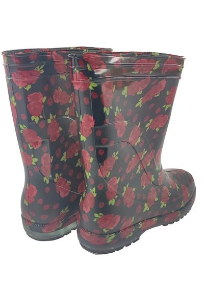 fafatara Women's Red Color Floral Work Garden Waterproof Rain Boots