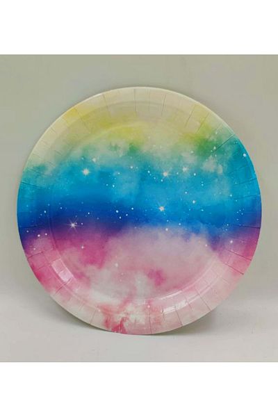 TURKUAZ PARTY Rainbow Cardboard Plate 8 Pieces - 23 cm