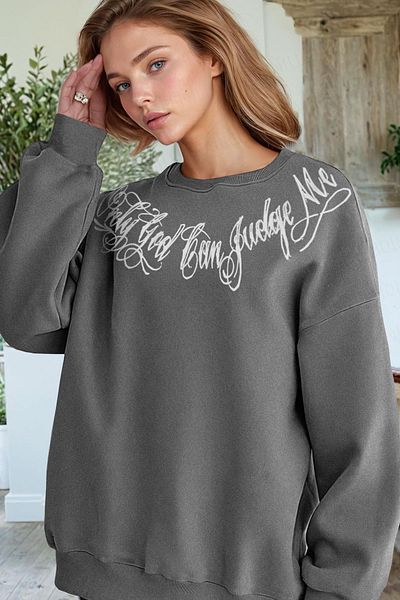 Millionaire Culoare Antracit - Hanorac Polar Oversize Imprimat God 0 Crew Neck