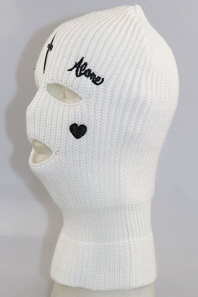 zirve şapka White Sword Embroidered 3 Eyed Unisex Balaclava