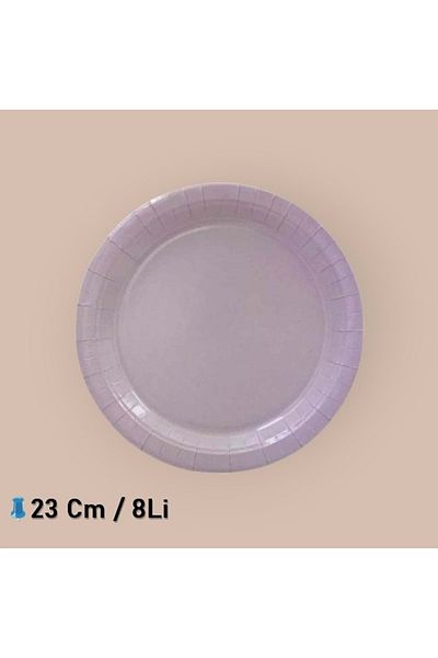 TURKUAZ PARTY Cardboard Plate 8 Pieces - Pastel-purple - 23 Cm