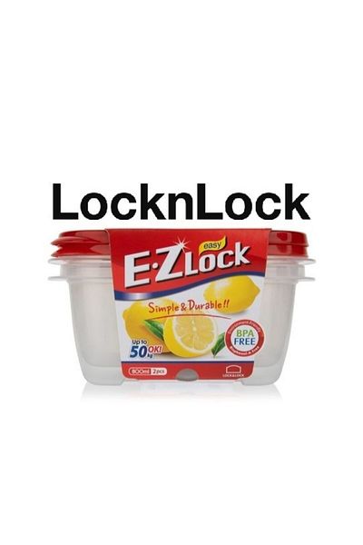 locknlock EzLock Rectangle Container Set - 800ml (Set of 2)