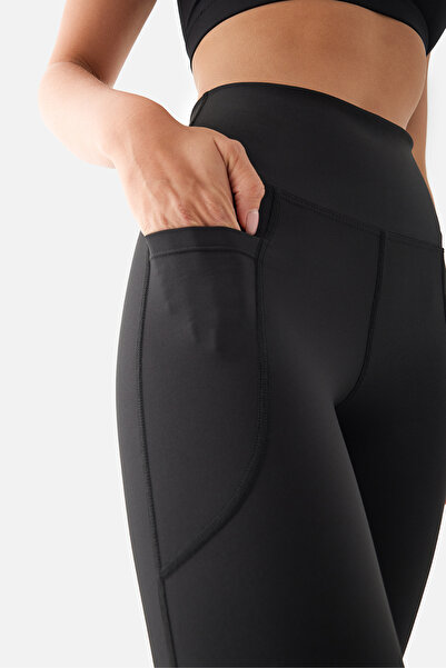 Superstacy Pantaloni de yoga negri Carmen cu talie înaltă și buzunare