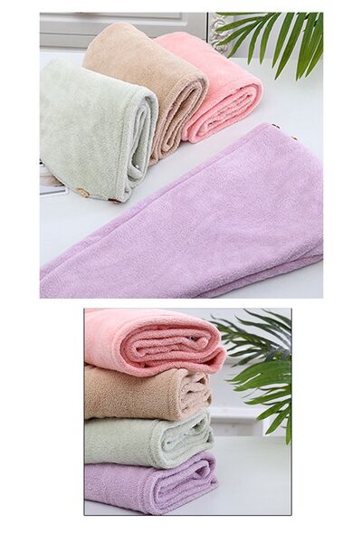 Belifanti Collection Pink Towel Hair Drying Cap Cotton Buttoned