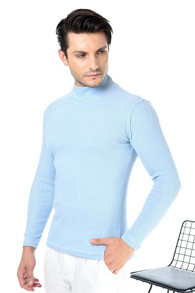 Belifanti Collection Pulover Slim Fit pentru bărbați, albastru, pe jumătate cu gât