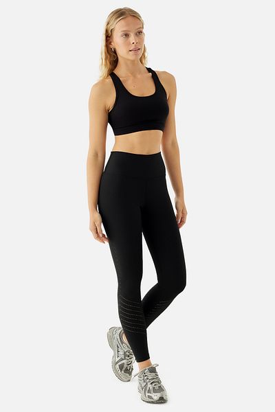 Superstacy Daisy Black High Waist Laser Cut Sports Leggings