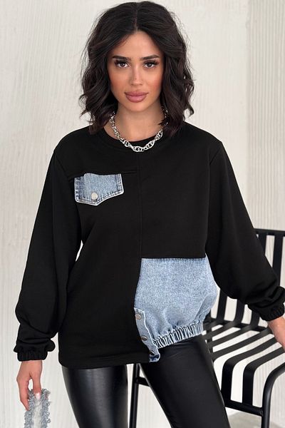 FEMELLE Hanorac de damă cu design detaliat din denim negru