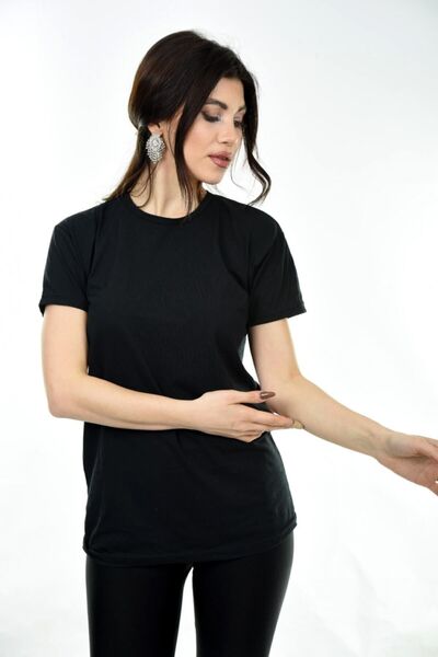 Belifanti Collection Tricou de bază cu mânecă scurtă cu decolteu rotund negru