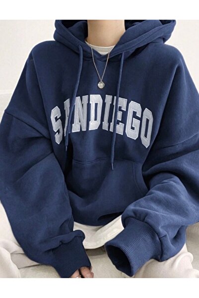 DEZZİİ Hanorac cu glugă cu imprimeu San Diego bleumarin