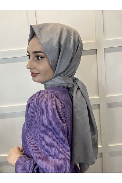 PİRAMİT Pyramid Monogram Special Patterned Shawl - Dark Silver 01008