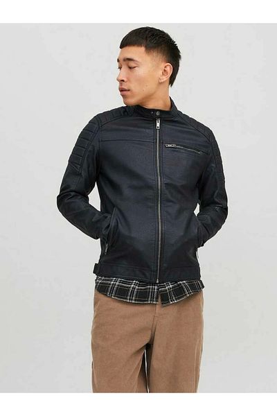 Jack & Jones Jack&Jones 12147218   Men's Leather Jacket - Black