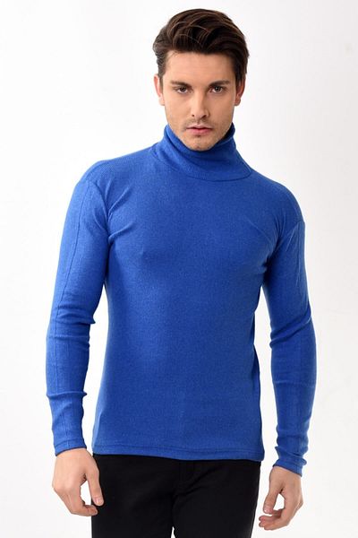 Belifanti Collection Мъжки пуловер с поло яка Slim Fit Saxe