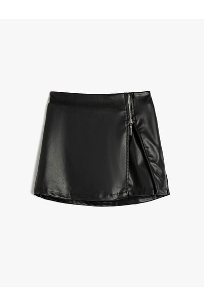 Koton Fustă pantaloni scurți cu aspect piele cu fermoar