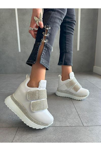 Modanizm Wendy Hidden Heeled White Sneakers