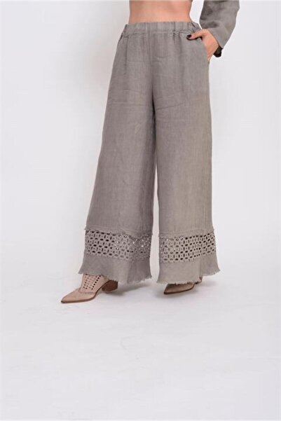 EREN STYLE Λεπτομερές λινό παντελόνι Italian Scallop