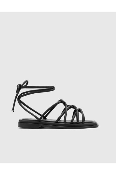 İLVİ Fusae Hakiki Deri Kadın Siyah Sandalet