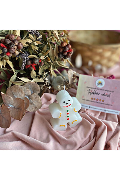 Handmade Yılbaşı Yeniyıl 2025 Renkli Kurabiye Adam Mum 2 Adet