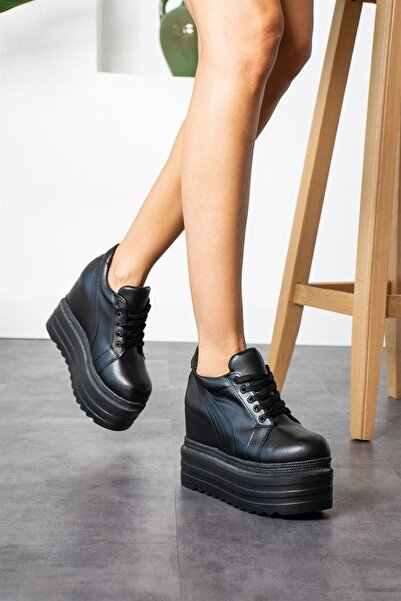 Modanizm Vilveri Siyah Gizli Topuklu Spor Ayakkabı