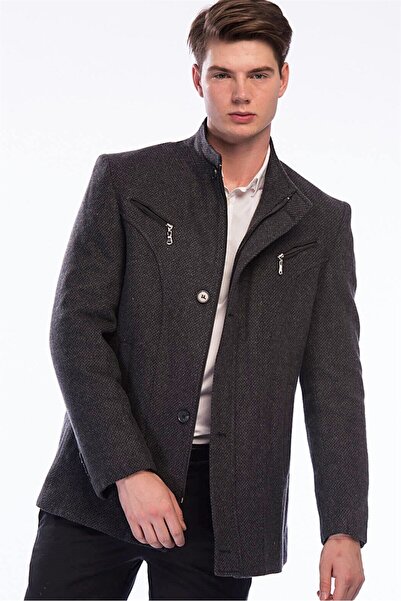 Dewberry K7126 Men's Coat-Dotted Anthracite