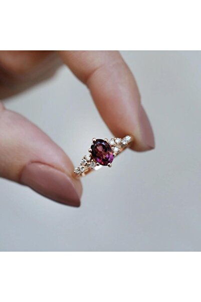 INZA mücevherat Vintage Tasarım Asimetri Pırlanta & Turmalin Yüzük